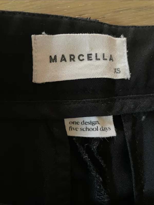 Marcella NYC Archie Trousers in Black 'One Design Five School Days' Size XS - Image 9
