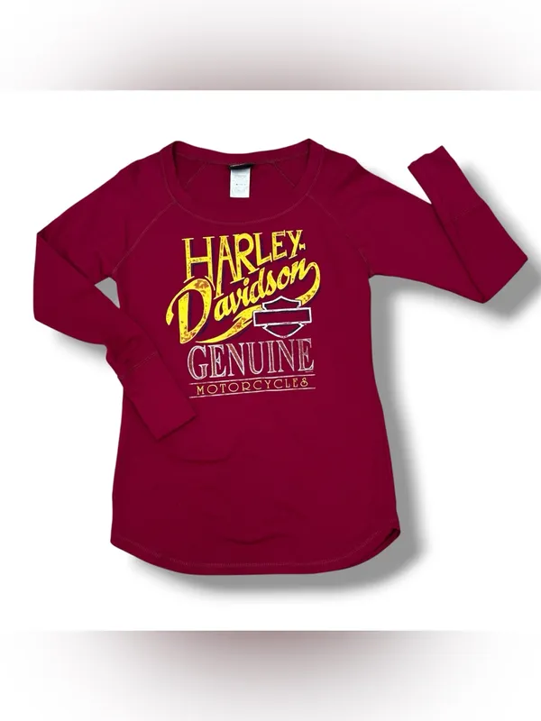 Harley Davidson‎ Barnett El Paso Tx French Terry Tee Shirt Long Sleeve Red Small - Image 12
