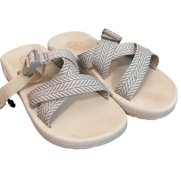 Chacos Chillos Slide Sandal Womens 11 Tan Beige Chevron Adjustable Straps J106592 - Image 2