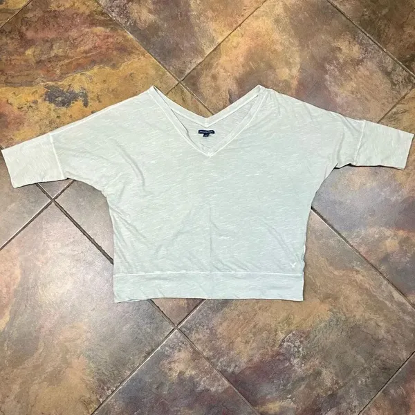 American Eagle Outfitters Gray V-neck Dolman 3/4 Sleeve Top XL - Image 5