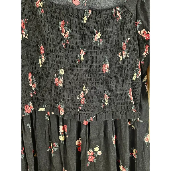 Seraphine Womens Black‎ Floral Verona Shirred Maternity & Nursing Dress 4 - Image 3