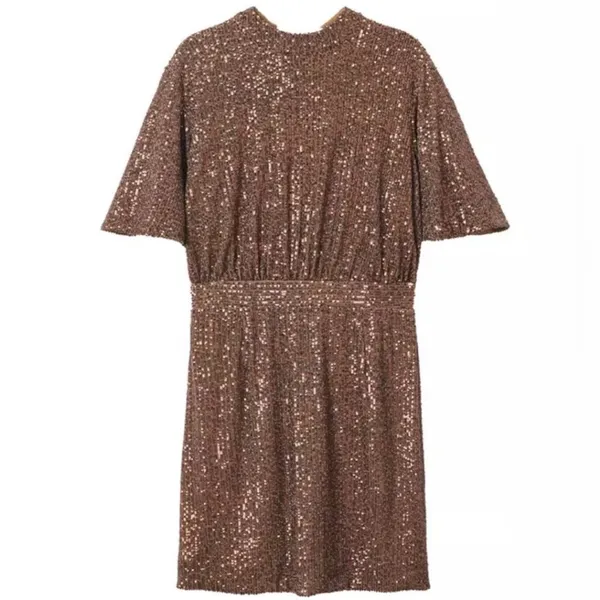 Nwot Mng Mango All Over Sequence Gold Tie Back Party Wear Dress Sz-16 - Image 9