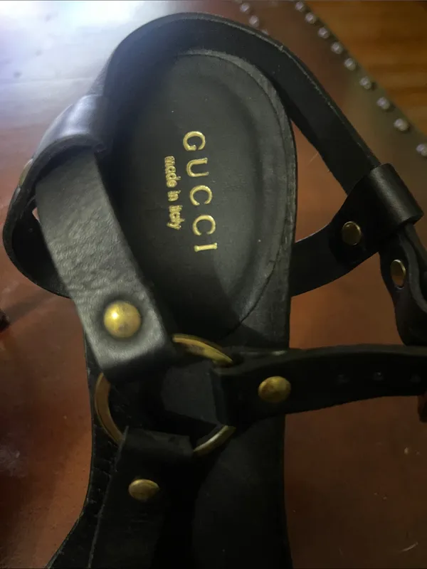 Gucci wood leather strappy sandals - Image 2