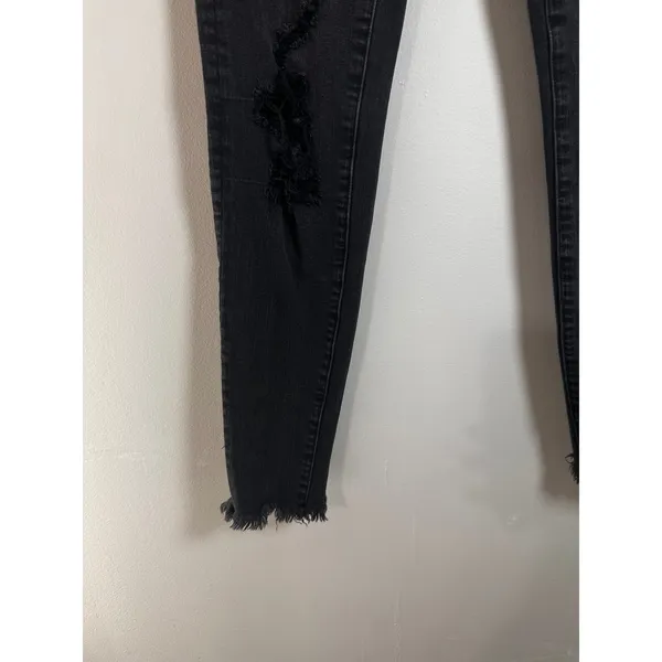American Eagle Super Stretch X Skinny Jeans Black Distressed Ripped Frayed Hem 0 - Image 3