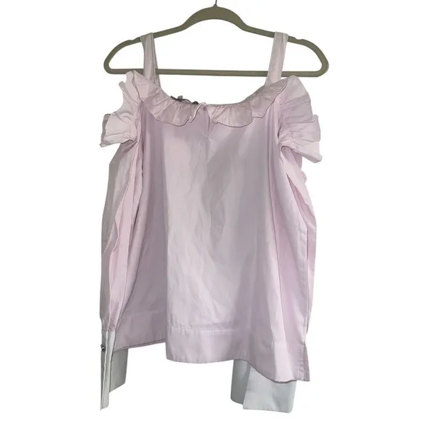 ✨INA Ruffle Cold Shoulder Long Sleeve Pink Sz Medium Blouse✨ - Image 3