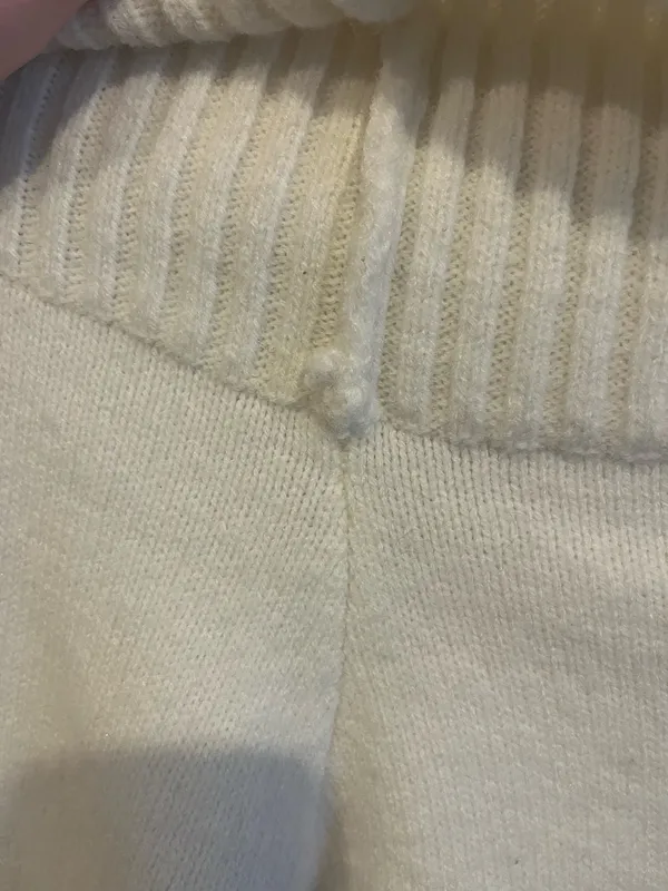 Fold Over Cropped Sweater White - Image 4