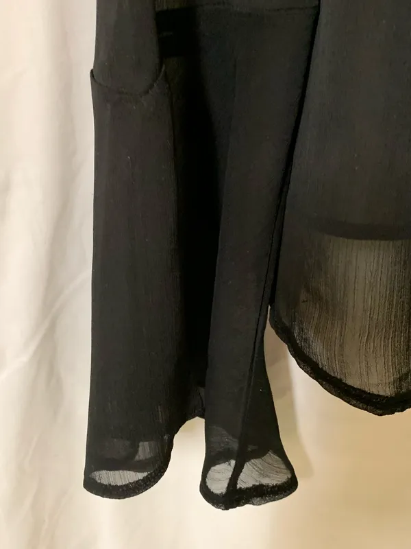 Bar III Sheer Black Blouse Long Sleeve Ruffled Sz L - Image 6