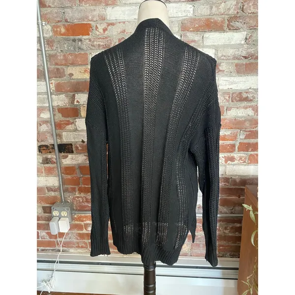SHEIN Black Open Front Cardigan Knit Sweater Pockets Size S - Image 5