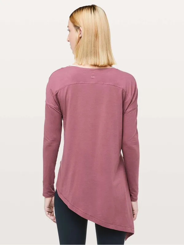 Lululemon To The Point Long Sleeve Misty Merlot Pima cotton tie side - Image 2