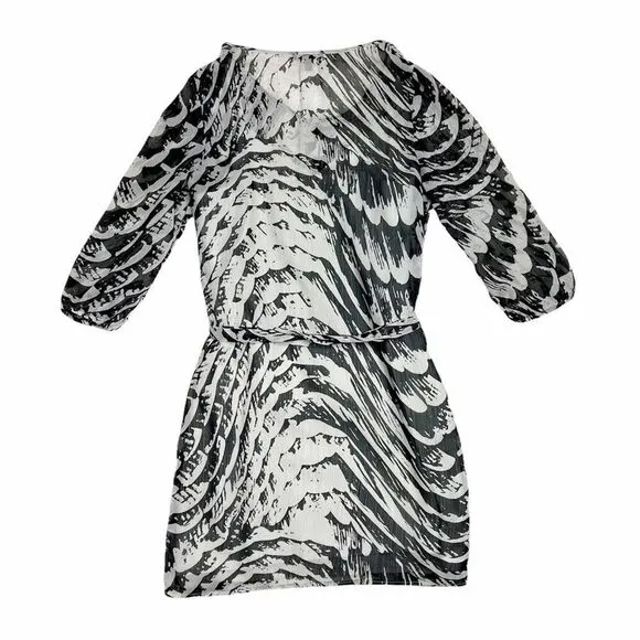 Express Grey Black Zebra Print 3/4 Sleeve Button Down‎ Shift Dress Size Small - Image 2