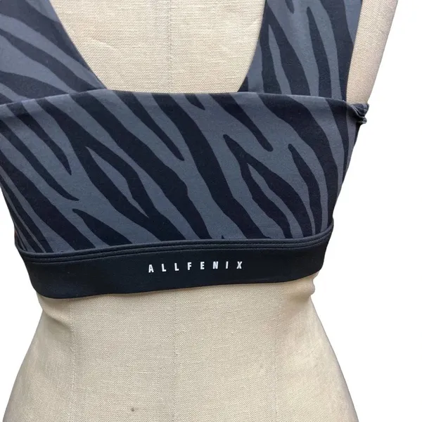 Allfenix Bandeau Sports‎ Bra Tiger Animal Print Stretch Gray Black Size Medium - Image 8