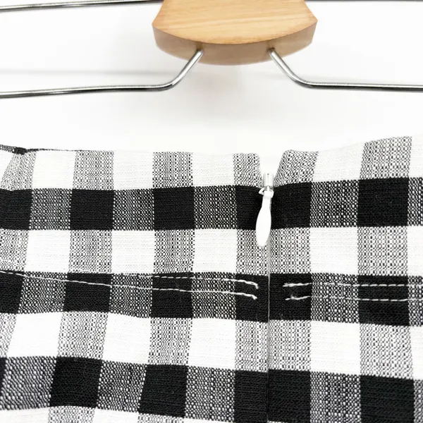 NWT LOFT Womens Black White Gingham Checkered Preppy A-Line Mini Skirt Size 2 - Image 5