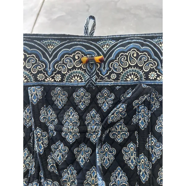 Vera Bradley Tote Bag Womens Large Blue Night and Day Quilted Cotton Excellent - Image 6