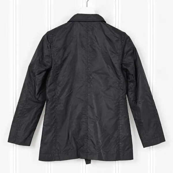 J.Crew Black Nylon Rain Jacket Womens Small Double Breasted Lightweight Coat - Image 2