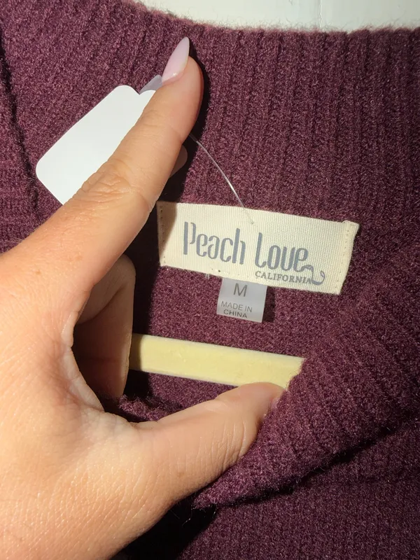 Peach Love California Maroon “TouchDown” short sleeve sweater - Image 3