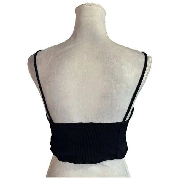 Zara Y2K Corset Bra Crop Black Top Size M Spaghetti Strap Ruched Back Gothic - Image 9