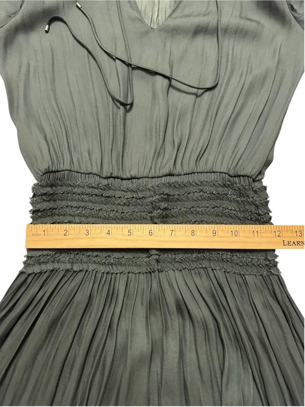 Elegant Green Ruched Waist Maxi Midi Dress – Boho Chic - Image 8