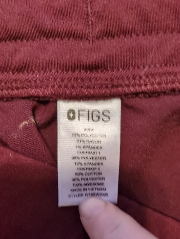Figs Maroon Joggers Size Medium - Image 3