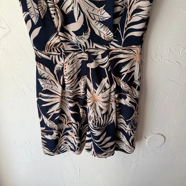 Vero Moda Tropical Romper Size S‎ Navy Palm Print Blue Lace Back Coastal Chic - Image 4