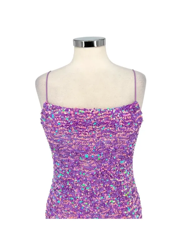 Thirty Thirty Lilac Iridescent Sequin Bodycon Mini Dress Size Medium Party Night - Image 2