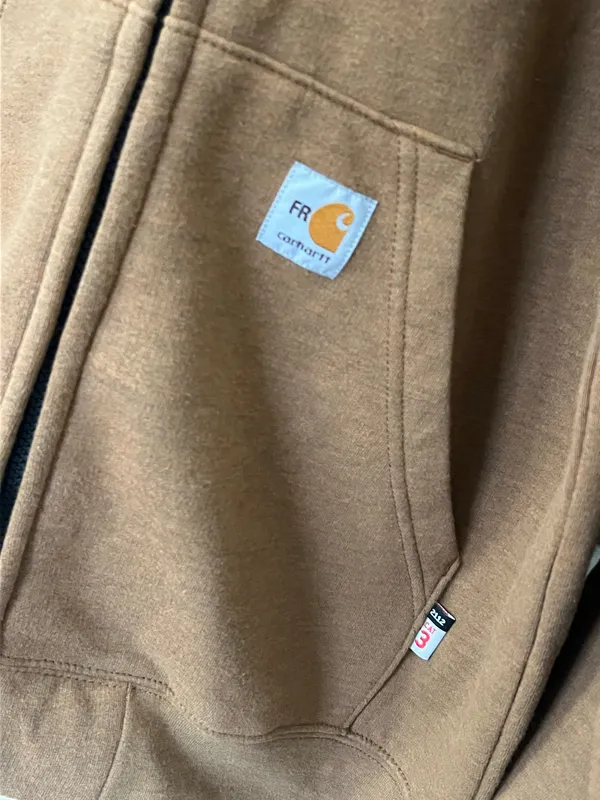 Carhartt FR Flame Resistant Zip Hoodie Brown CAT 3 NFPA 70E Mens Size M Tall - Image 10
