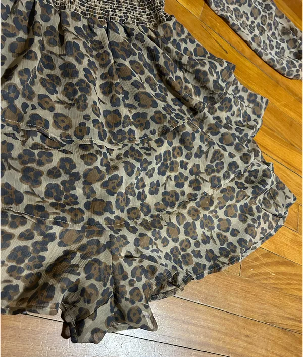 Express Leopard Print Romper | S | Tiered Ruffle Skirt - Image 9