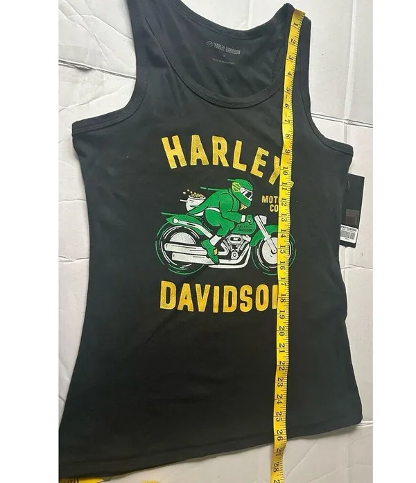 Harley Davidson Women's Graphic Sleeveless Black Tank Top Speedy Leprechaun Sz S - Image 7