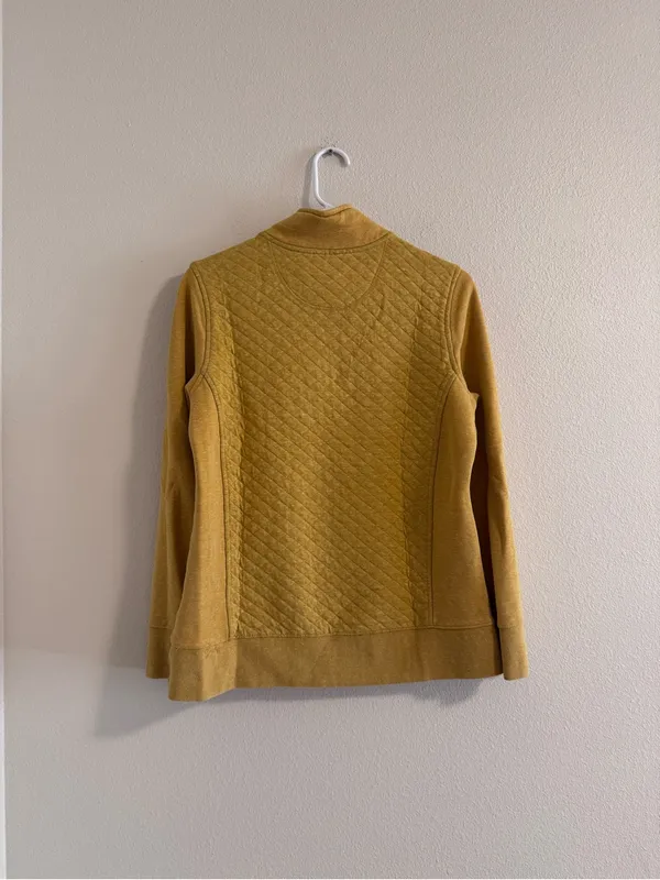 L.L. Bean Quilted Half‑Zip Pullover Sweater - Mustard - Image 3