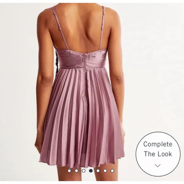 NWT Abercrombie‎ & Fitch Giselle Mauve Satin Pleated Mini Dress Large Petite - Image 3