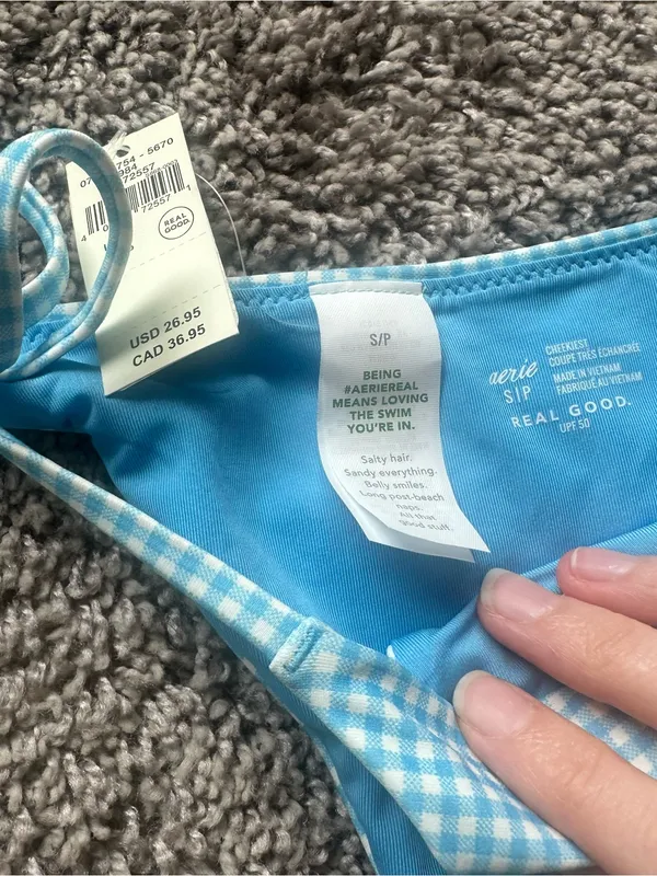 aerie Blue Gingham Tie-Side Bikini Bottoms - Image 4