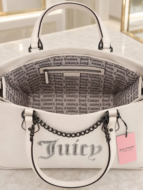 Juicy Couture Cream Rhinestone Tote with Velvet Mini Pouch NWT - Image 4