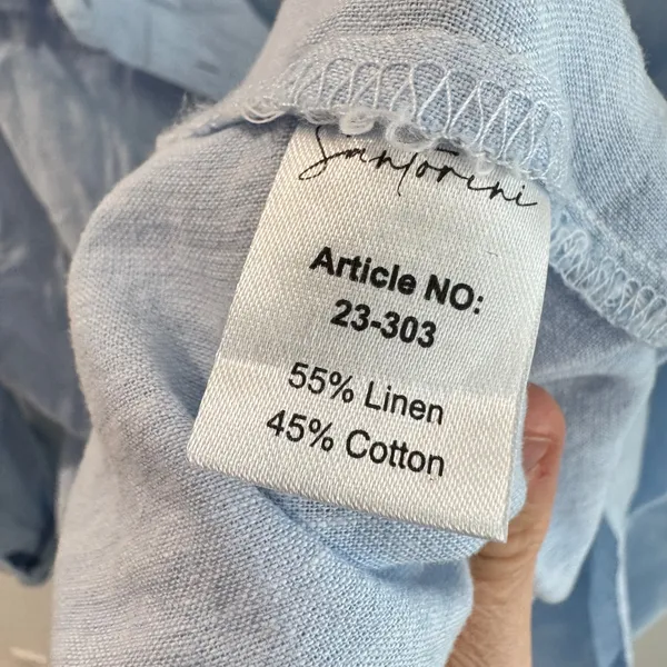 Santorini Linen Collection Light Blue Button Down Shirt Linen Blend 2XL 23-303 - Image 4