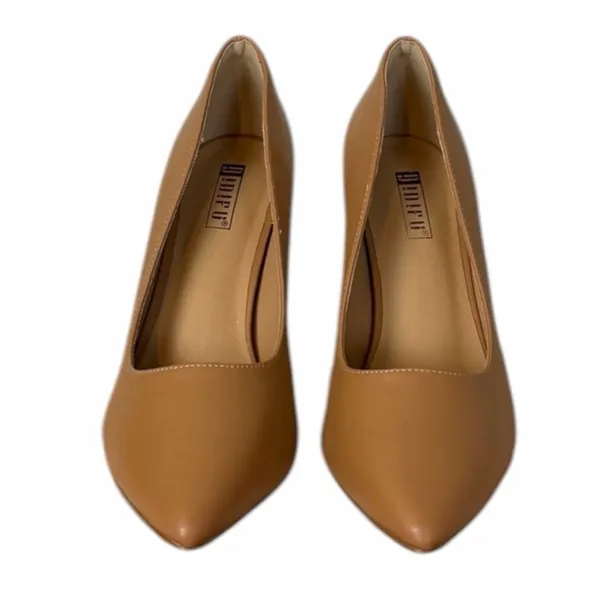 IDIFU Chunky Block Heel Pumps Nude Tan Pointed Toe 4” Heel Size 7.5 Office Work - Image 7