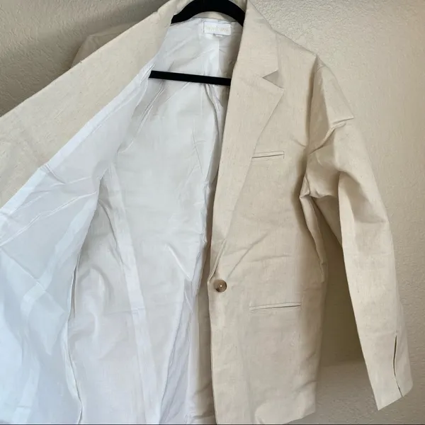 Anthropologie Rachael Wang Oversized oatmeal blazer neutral NWOT size Large‎ - Image 7