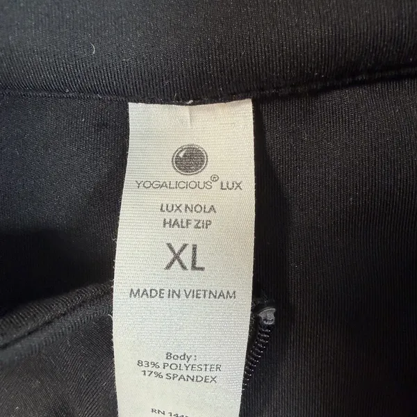 Yogalicious Lux Nola Cropped Half Zip Activewear Top Black Women's XL Thumbholes - Image 4