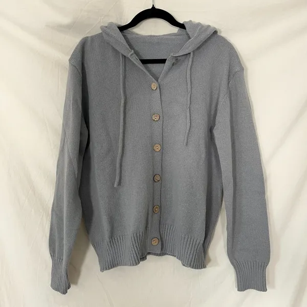 Comfy Chunky Hoodie Button Up Cardigan Jacket Size XL Grey - Image 5