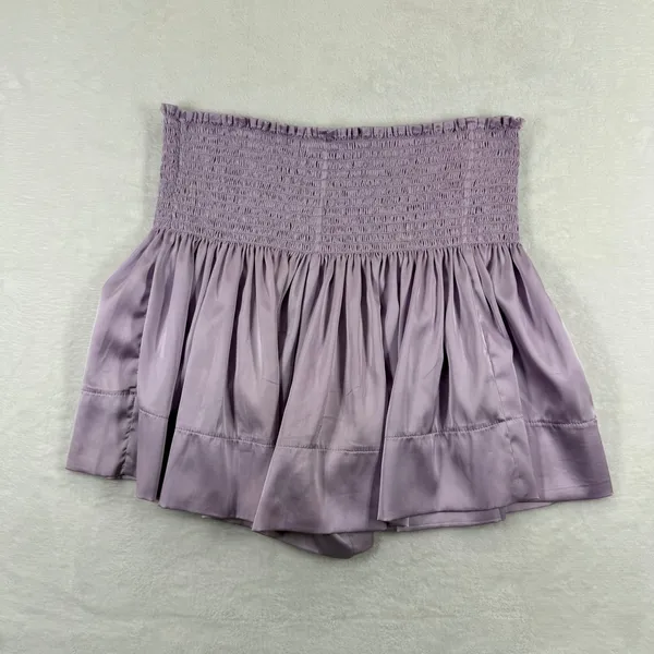 Natural Life Lavender Purple Smocked High Waist short Medium Satin‎ Feel Boho - Image 7