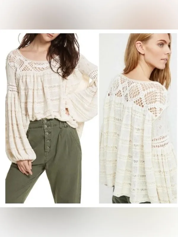 Free People Someday Crochet Sweater Size M - Image 2