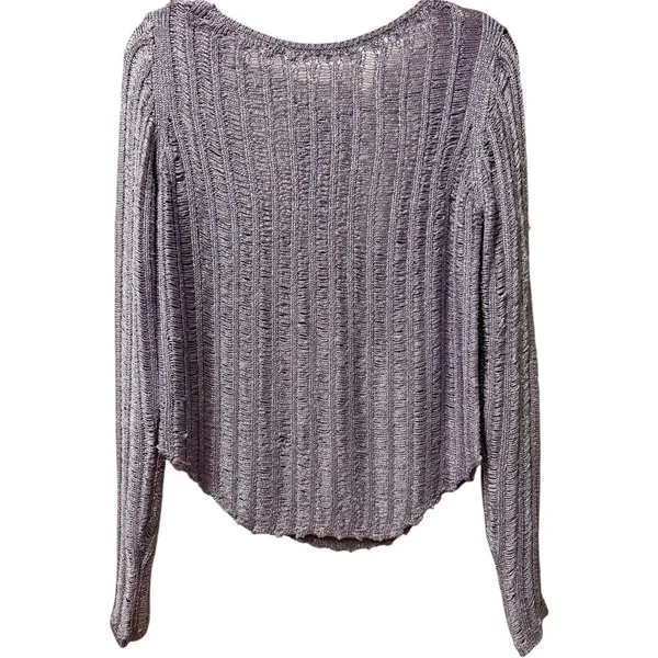 Free People Let's Dance Long Sleeve Open Back Ladder Lilac‎ Knit Sweater S New - Image 3