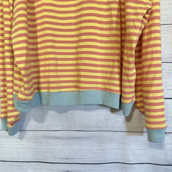 We The Free People Classic Stripe Crew Sweatshirt Oversized Yellow Size XL Boho‎ - Image 5