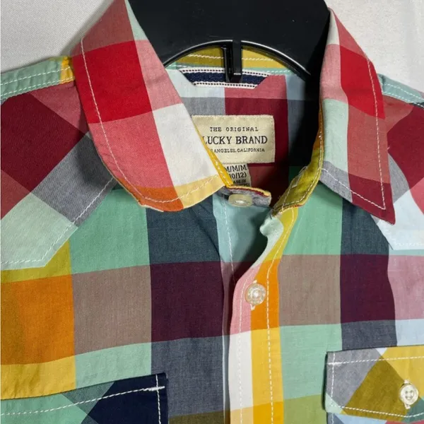 Lucky Brand Multicolor Plaid Button Down western Shirt - Image 4