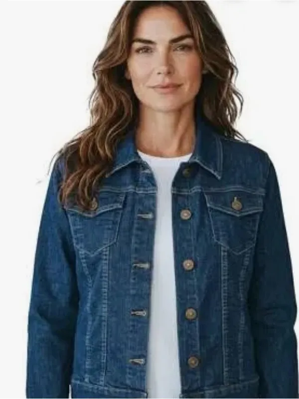 Dash‎ Classic Women's Dark Wash Denim Jacket size Medium Blue - Image 2