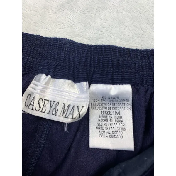 Vintage Women Medium Shorts Mom‎ Casey Max High Rise Pleated Blue Corduroy - Image 6