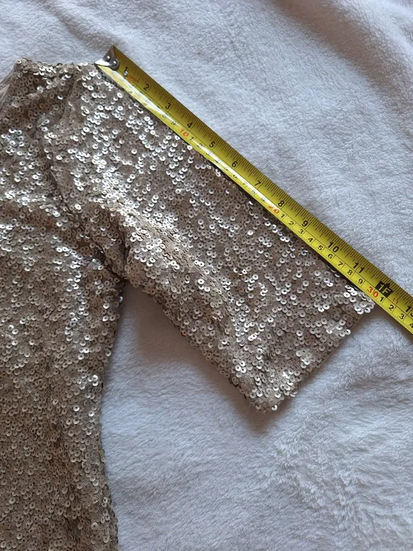 Abercrombie & Fitch Gold Sequin Bodycon Mini Dress Medium NWT - Image 7