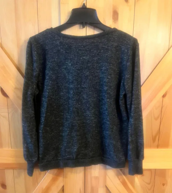 Women’s XL long sleeve Strappy Blouse Shirt Charcoal - Image 2