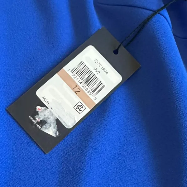 Tommy Hilfiger Faux Pocket Blue Sheath Dress Short Sleeve Size 12 Women's NWT - Image 7
