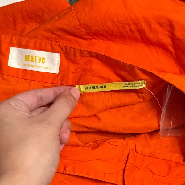 💙NWOT Maeve Anthropologie‎ Orange Pleated Poplin Shorts - Image 4