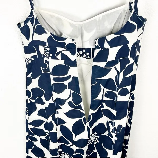 J. CREW 100% Linen Blue White Floral Spaghetti Straps Lined Dress 4 Preppy Boho - Image 5