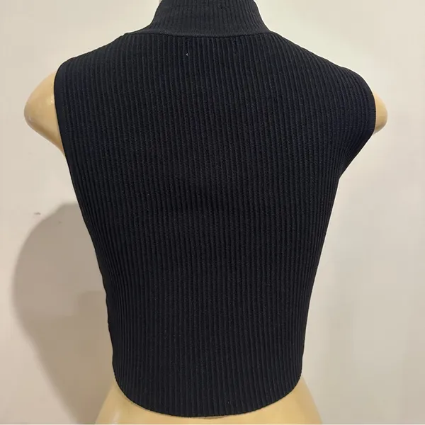 Altar’d State Ribbed Mock Neck Top Sz XS Black Sleeveless Shirt - Image 6