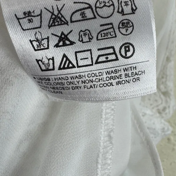 Banana Republic‎ Womens White Lace Eyelet Sleeveless Tiered Shell Top Large - Image 7